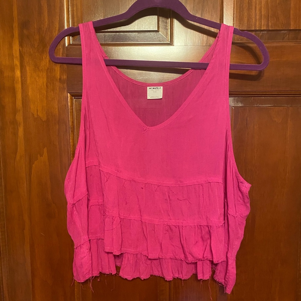 Free People, Fuchsia, Distressed, Intimately Tank, Medium